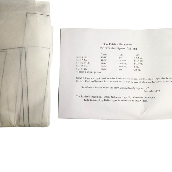 The Worker Bee Apron Sewing Pattern All Sizes | The Paisley Pincushion NEW/Uncut - Picture 3 of 3